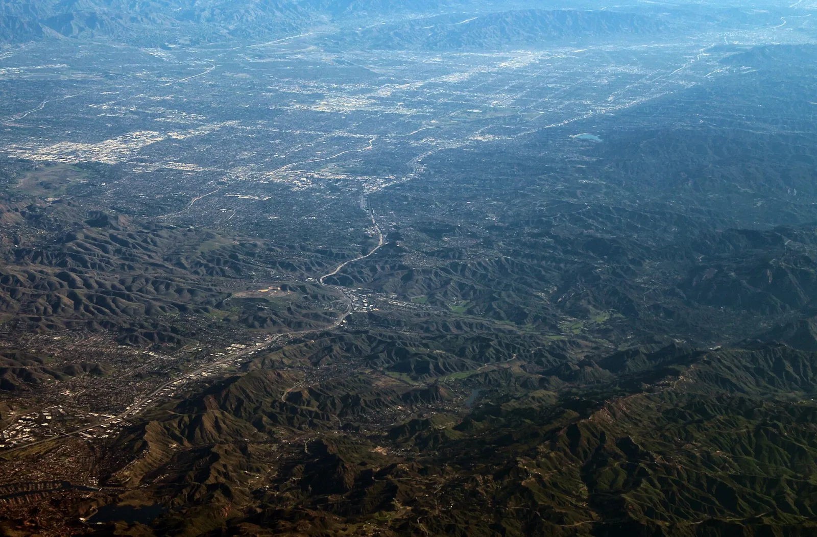 Aerial view of a residential street in the Antelope Valley